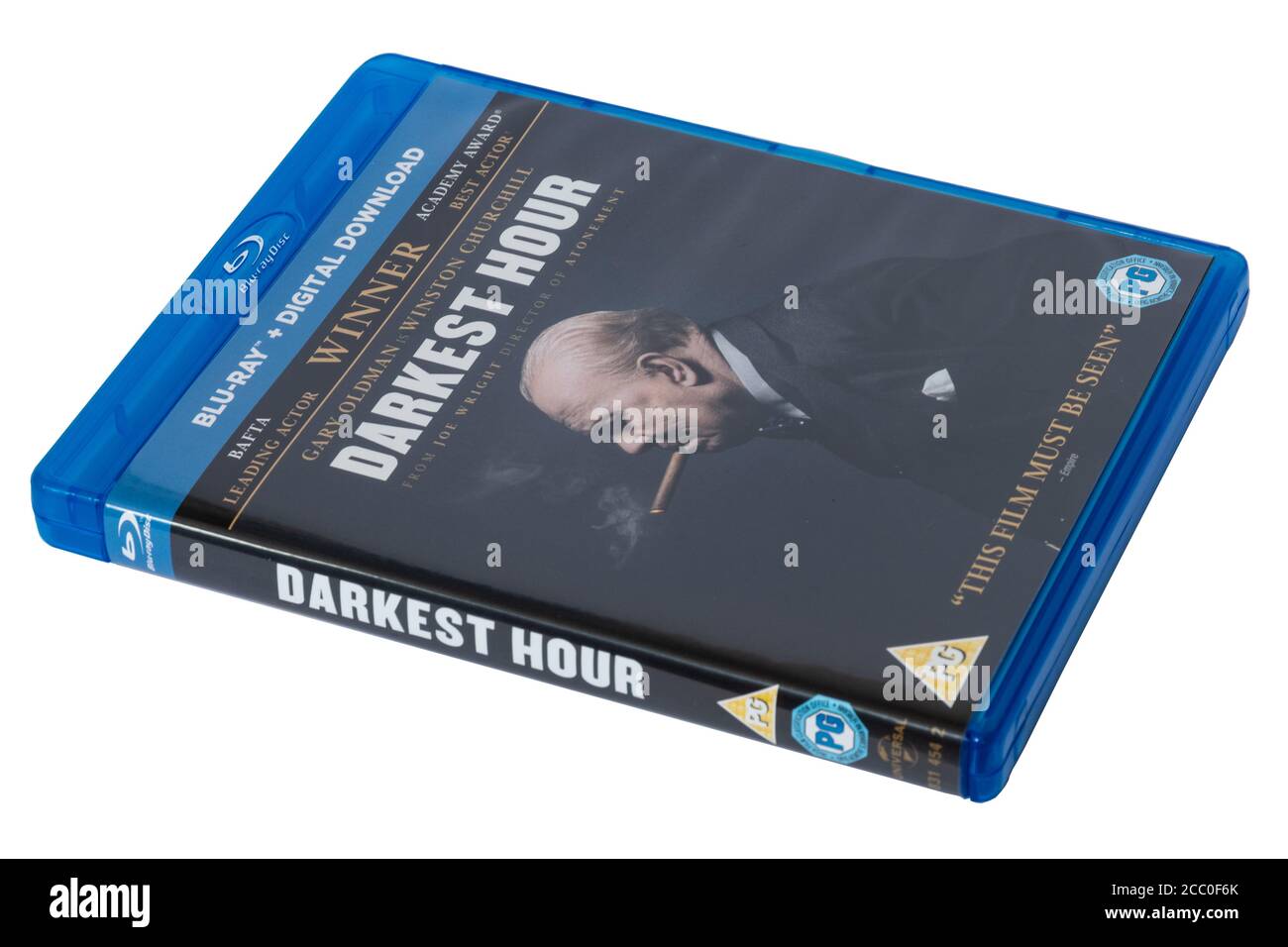 Darkest Hour, un film dramatique de guerre de 2017, sur disque Blu-ray Banque D'Images