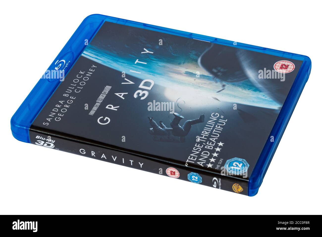 Gravity, un film de science-fiction de 2013 réalisé par Alfonso Cuarón, sur disque Blu-ray en 3D Banque D'Images