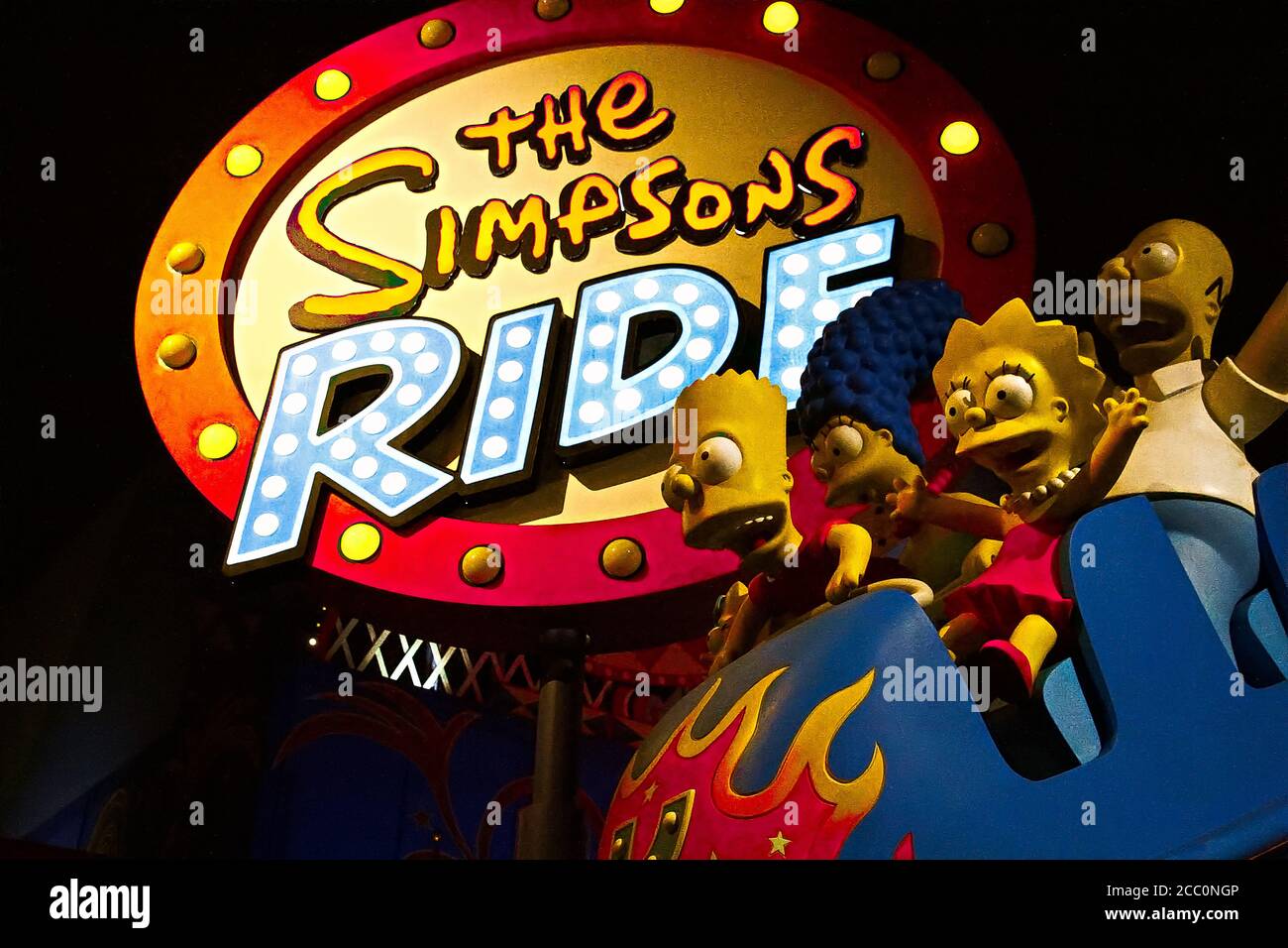 The Simpsons Ride à Universal studios Hollywood à Los Angeles. C'est un parc à thème et un studio de cinéma. Banque D'Images