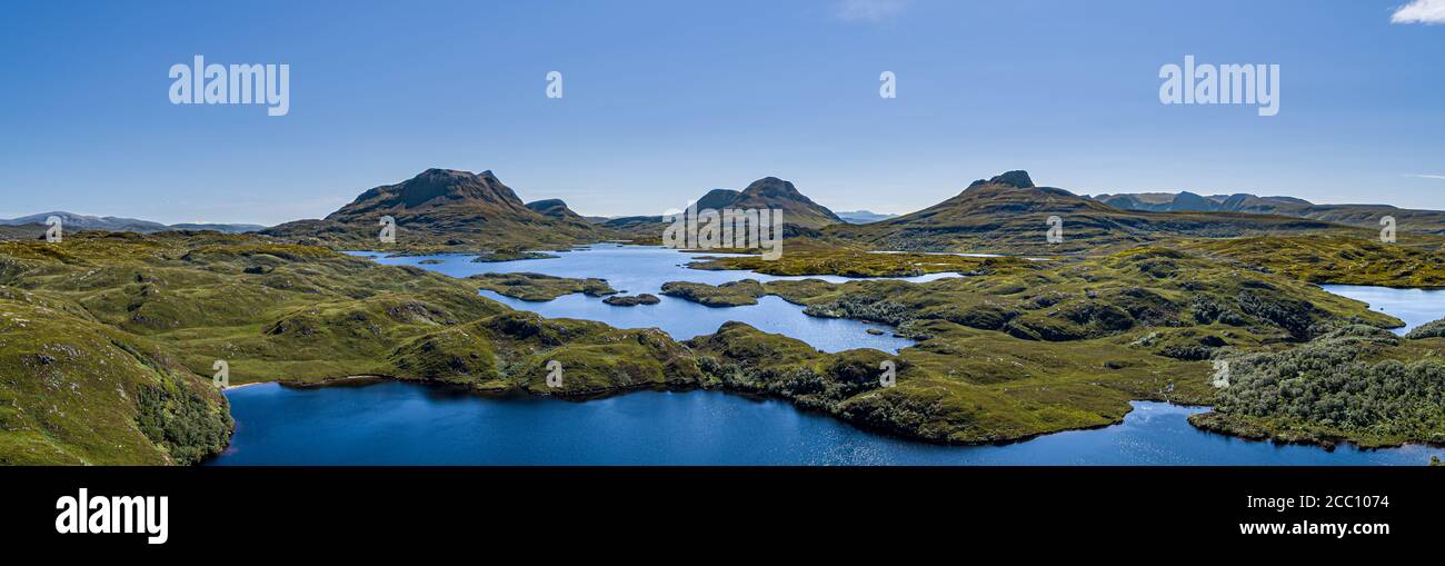Réserve naturelle d'Inverpolly, Assynt, Highland, Écosse, Royaume-Uni. Cul Mor, cUL Beag, Stac Pollaidh. Banque D'Images