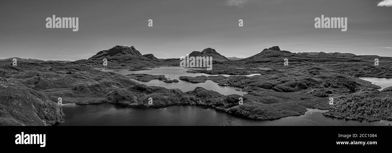 Réserve naturelle d'Inverpolly, Assynt, Highland, Écosse, Royaume-Uni. Cul Mor, cUL Beag, Stac Pollaidh. Banque D'Images