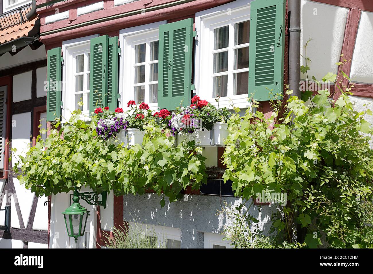 Détail d'une maison traditionnelle à colombages située à Herrenberg, Forêt Noire, Bade-Wurtemberg, Allemagne Banque D'Images