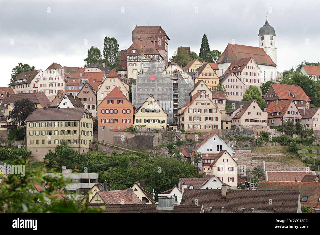 Vue sur la vieille ville historique d'Altensteig, Forêt Noire, Bade-Wurtemberg, Allemagne Banque D'Images