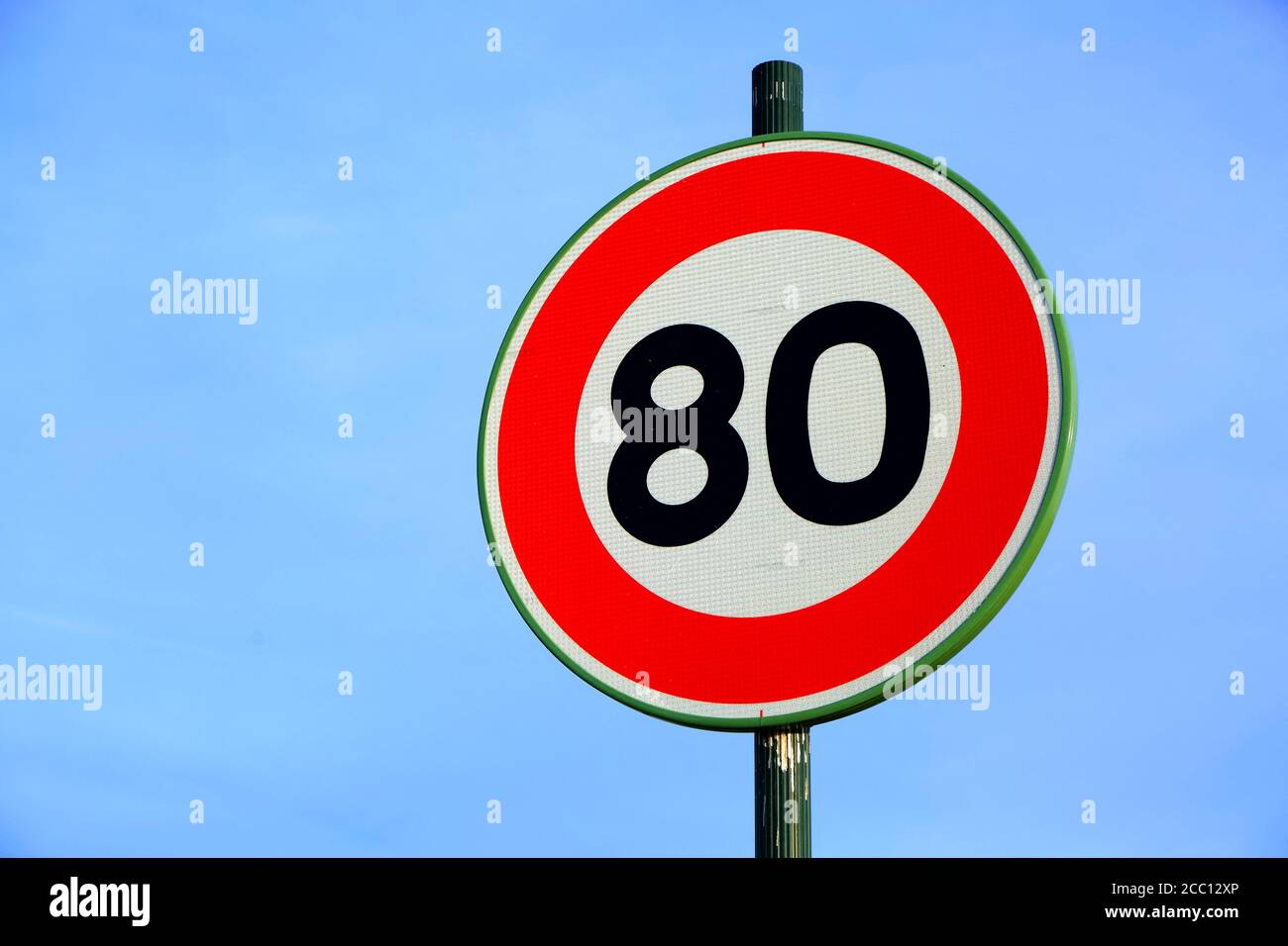 France, panel 80 km par heure Banque D'Images