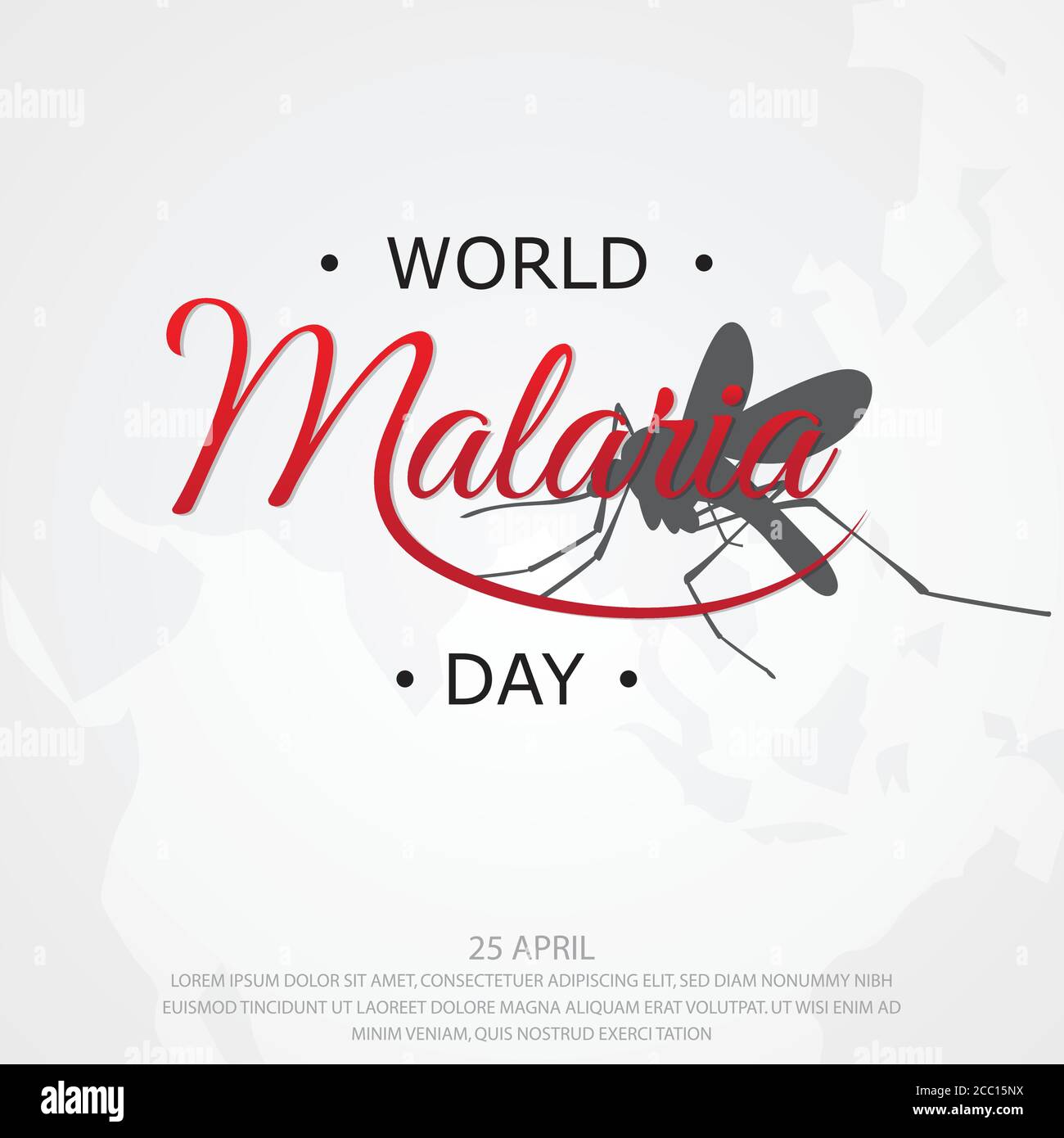 Lettre de fond vecteur de la Journée mondiale du paludisme pour la conception d'éléments sur fond blanc. Vecteur de conception de concept de vacances internationales. Illustration de Vecteur