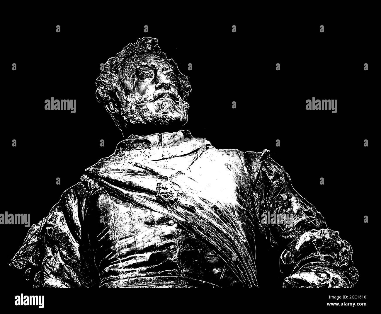 Illustration photo de la statue de Drake à l'abbaye de Buckland. C'est le modèle de plâtre original pour les statues de bronze qui sont vues à Tavistock et sur Plymo Banque D'Images
