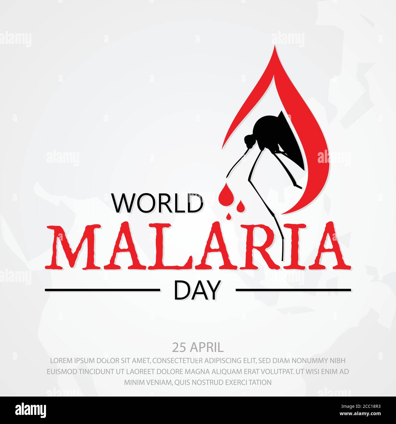 Lettre de fond vecteur de la Journée mondiale du paludisme pour la conception d'éléments sur fond blanc. Vecteur de conception de concept de vacances internationales. Illustration de Vecteur