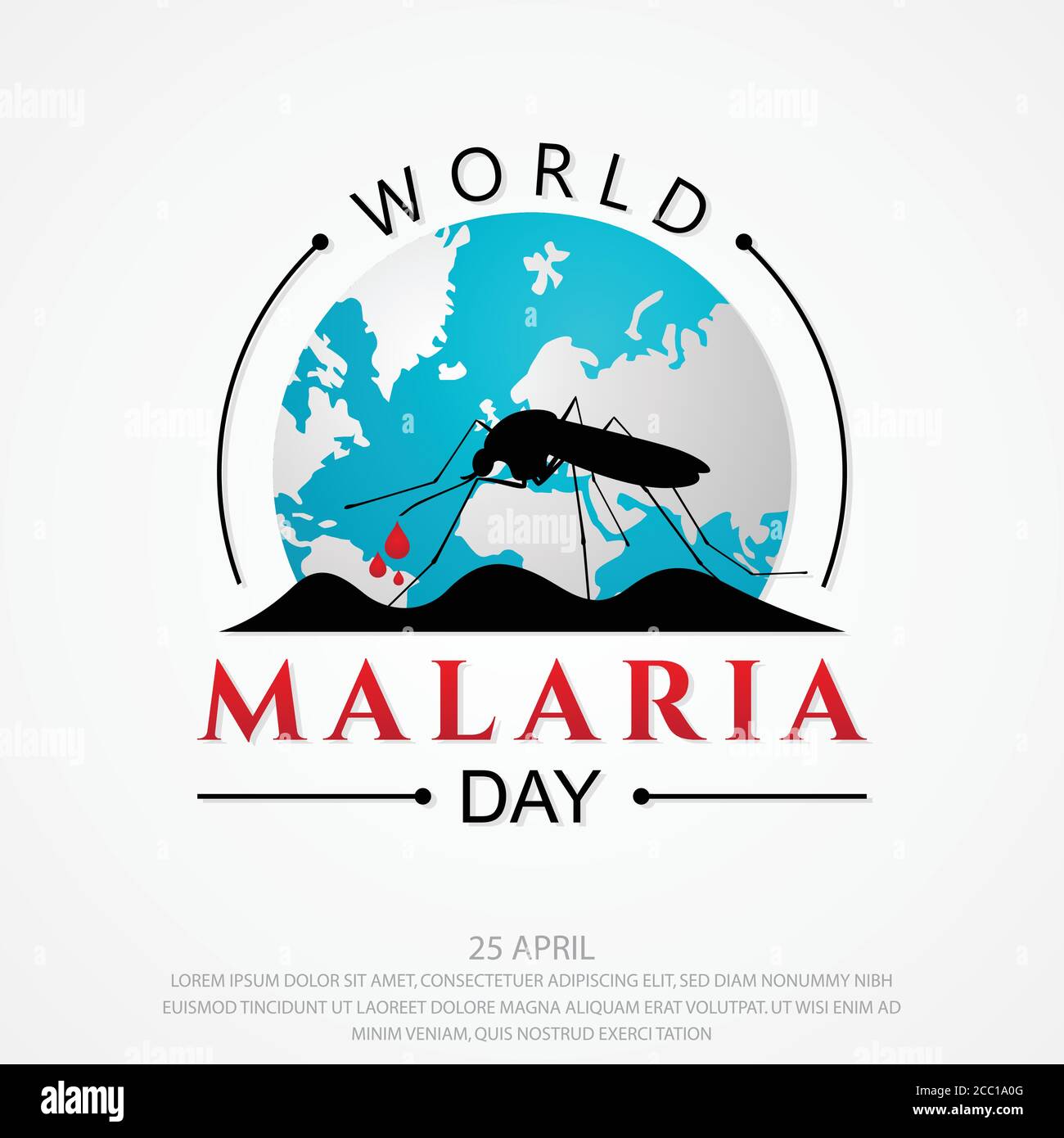 Lettre de fond vecteur de la Journée mondiale du paludisme pour la conception d'éléments sur fond blanc. Vecteur de conception de concept de vacances internationales. Illustration de Vecteur