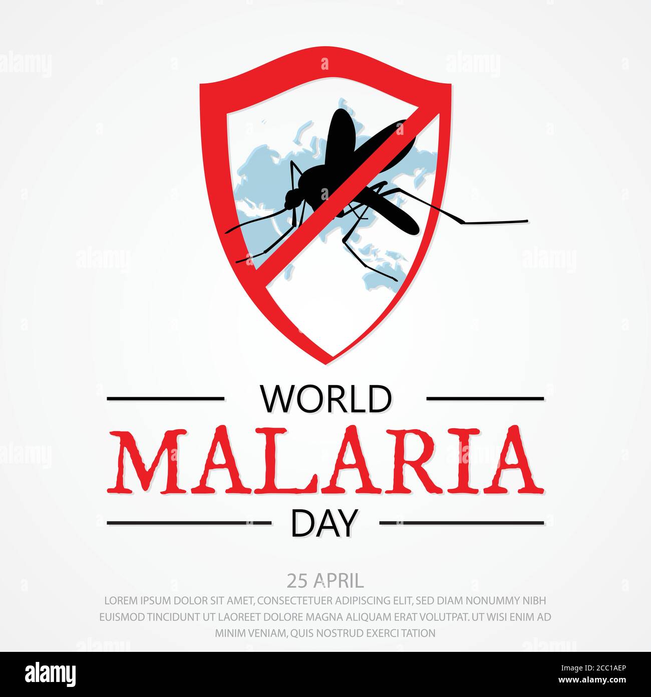 Lettre de fond vecteur de la Journée mondiale du paludisme pour la conception d'éléments sur fond blanc. Vecteur de conception de concept de vacances internationales. Illustration de Vecteur