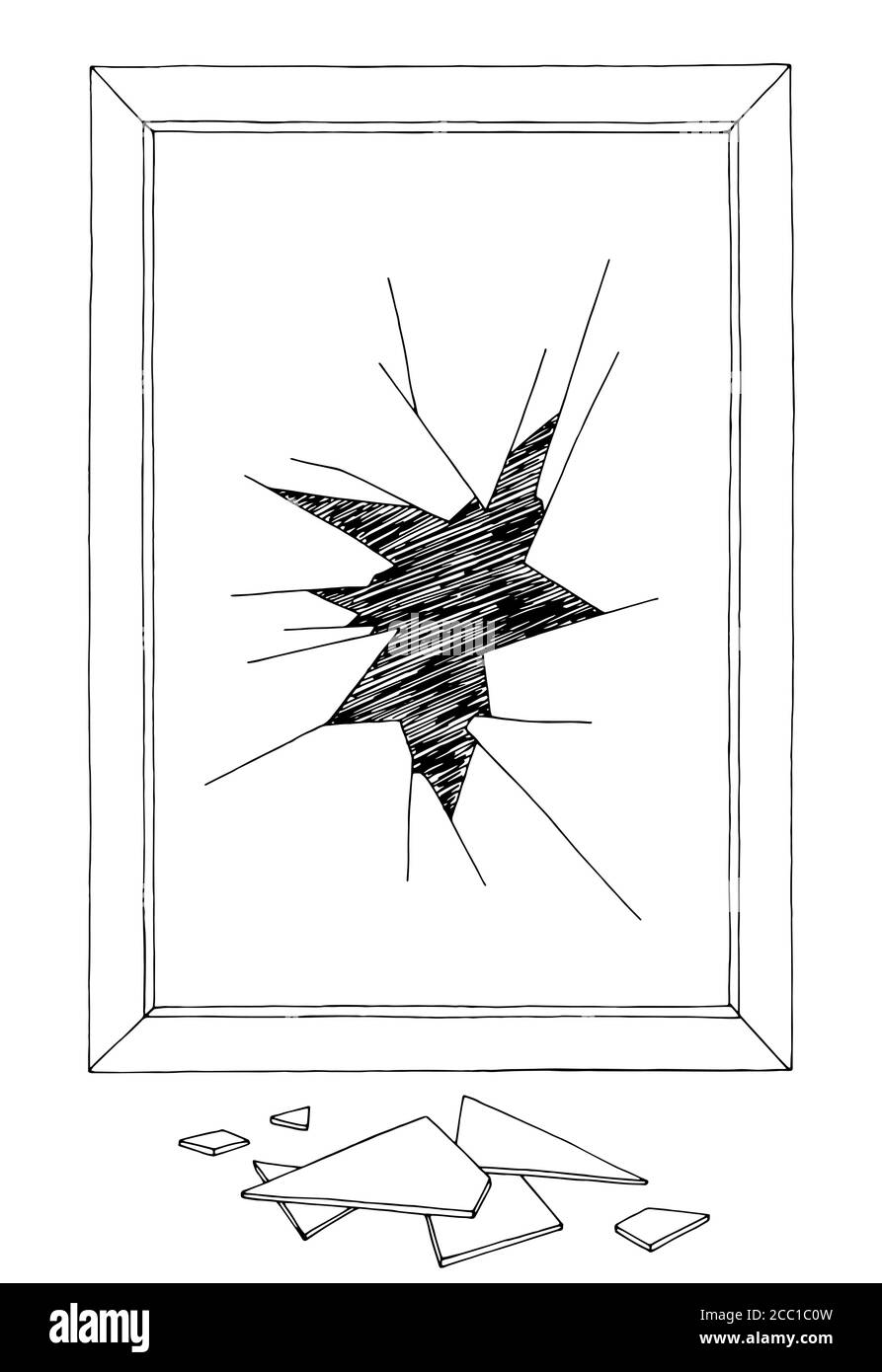 Miroir cassé graphique noir blanc esquisse illustration vecteur Illustration de Vecteur