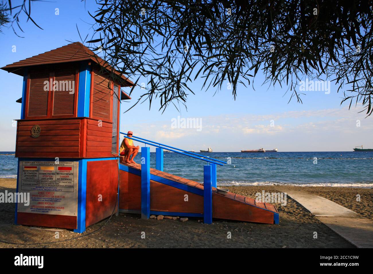 Chypre, Limassol, cabine des sauveteurs Banque D'Images