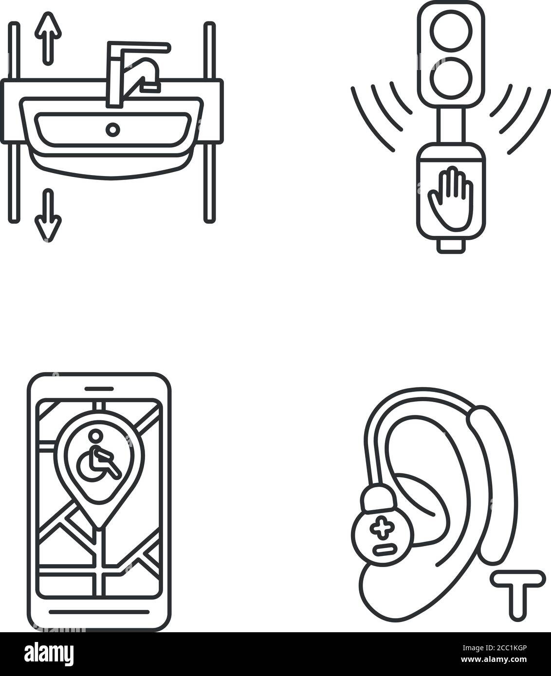 Ensemble d'icônes linéaires des périphériques d'accessibilité Illustration de Vecteur