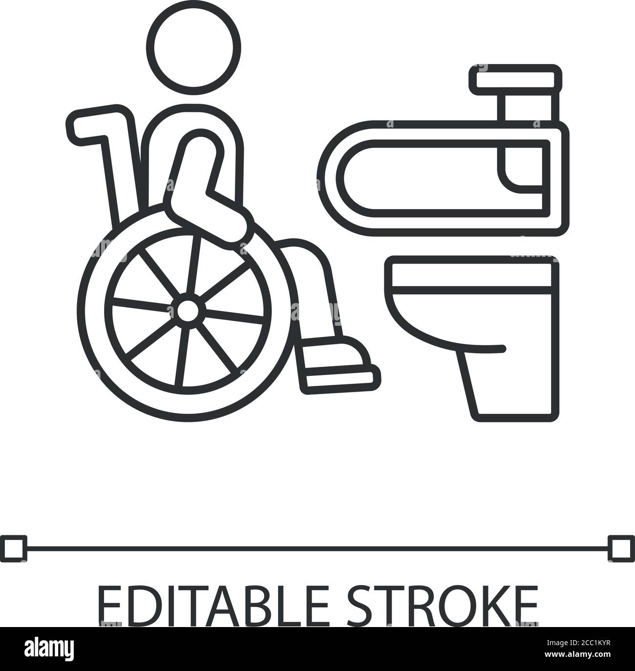 Icône linéaire pour toilettes accessibles Illustration de Vecteur