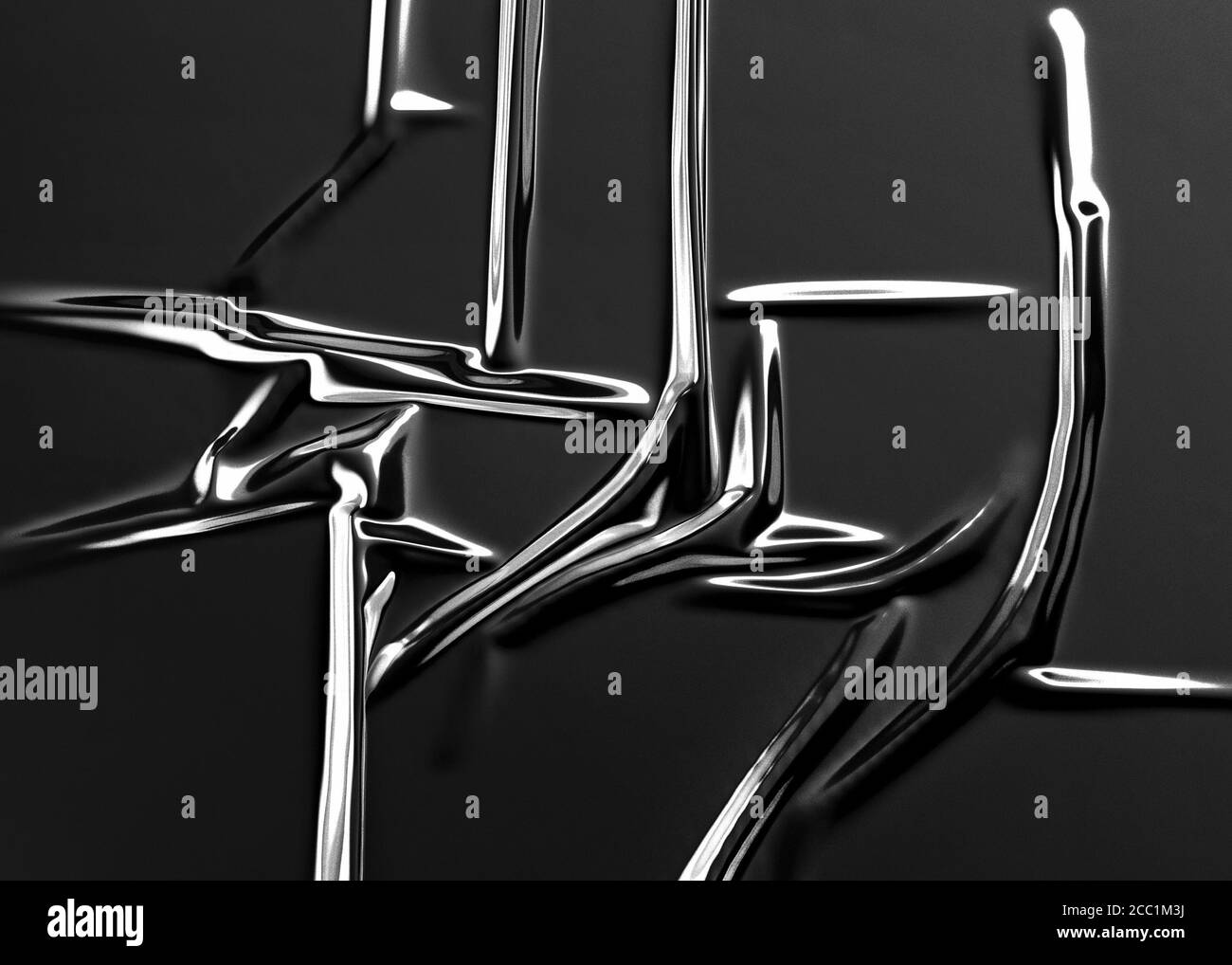 Maquette d'emballage en film plastique noir froissé vierge, Banque D'Images
