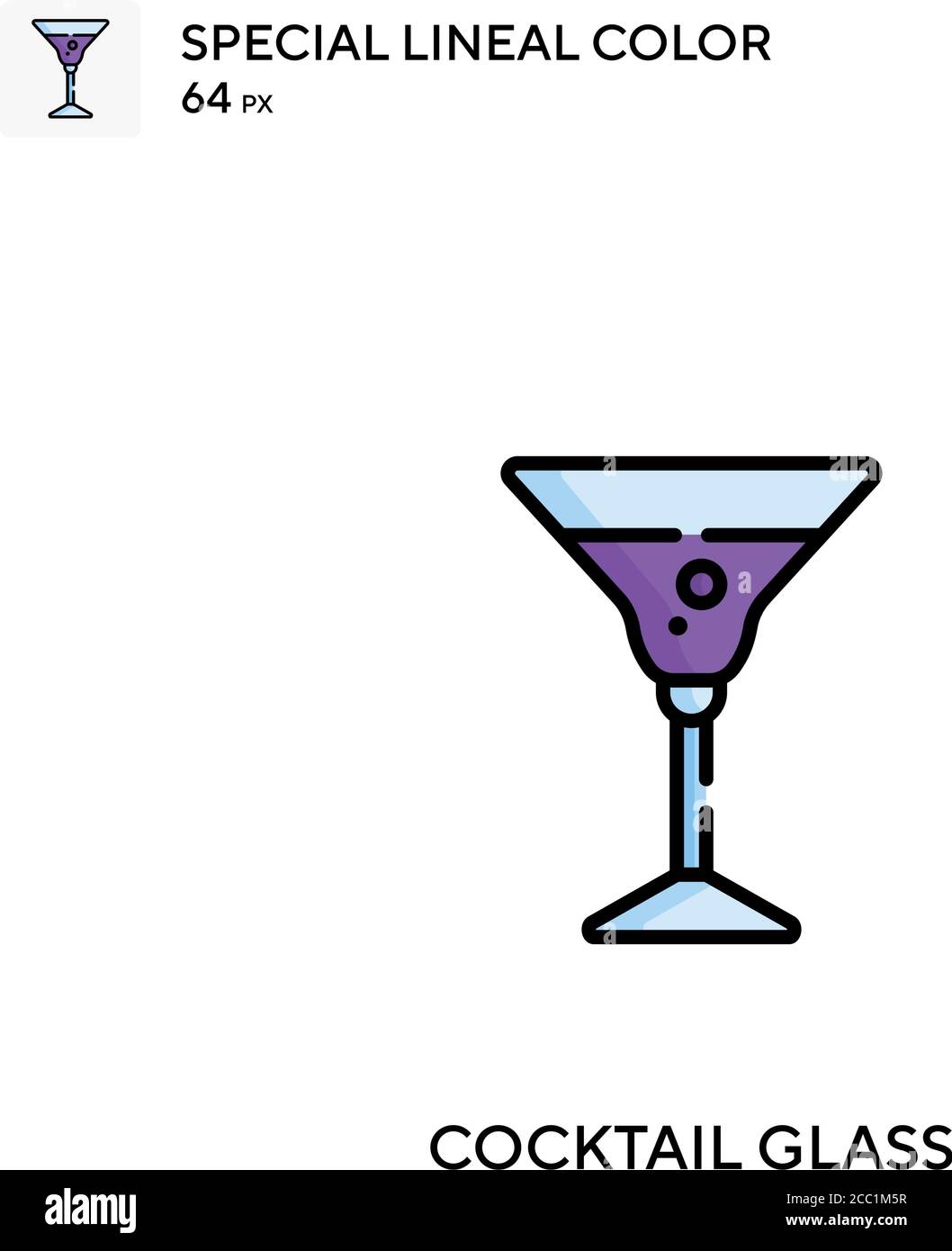 Verre à cocktail icône spéciale de vecteur de couleur de lineal. Des icônes en verre cocktail pour votre projet d'entreprise Illustration de Vecteur