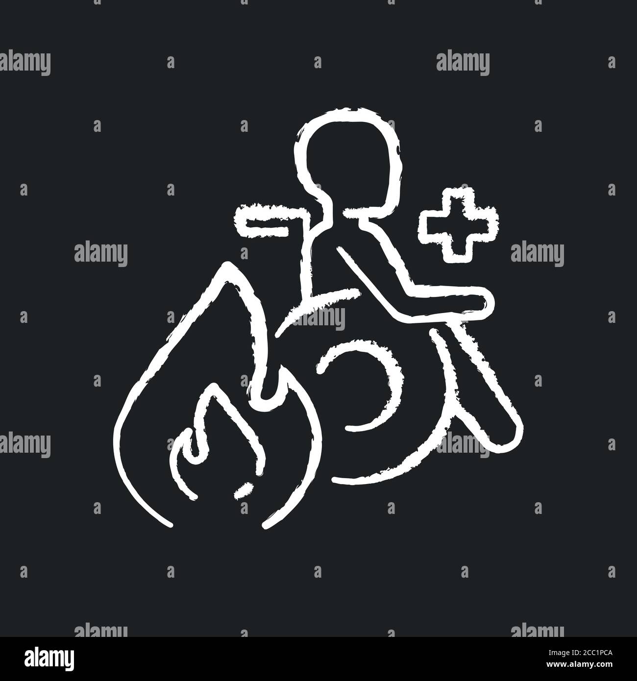 Graver l'icône blanche craie centrale sur fond noir Illustration de Vecteur