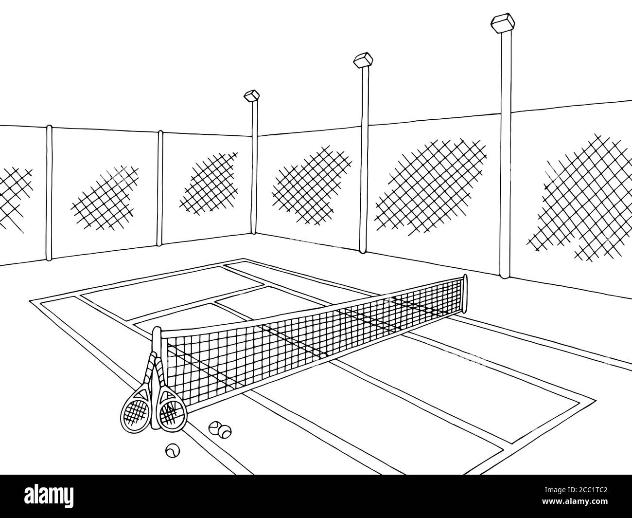 Tennis tennis sport graphique noir blanc esquisse illustration vecteur Illustration de Vecteur