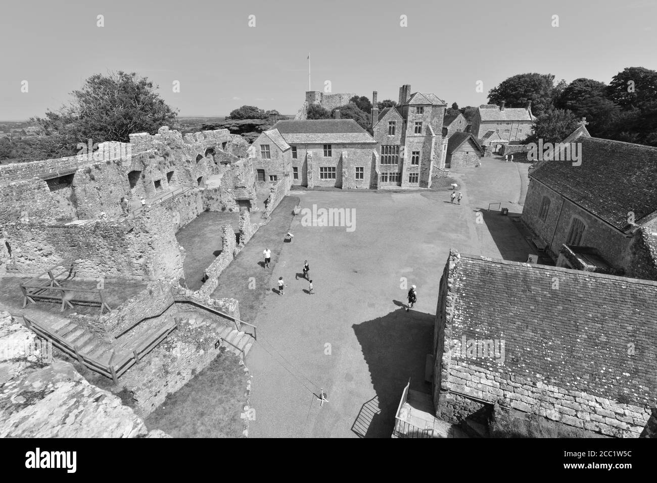 Cour intérieure d'un château dans l'île de Wight. Banque D'Images