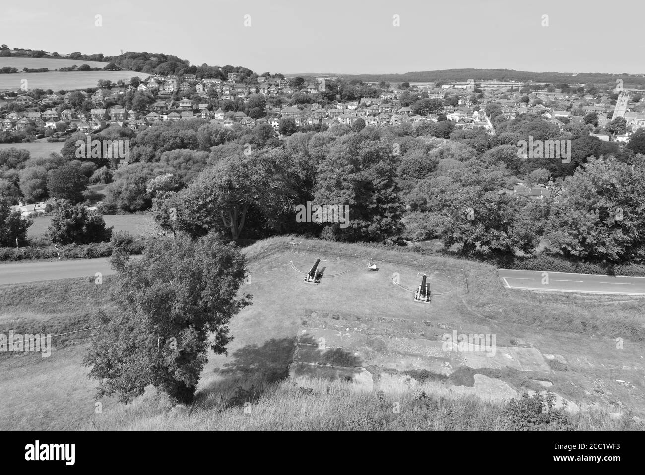 Cour intérieure d'un château dans l'île de Wight. Banque D'Images