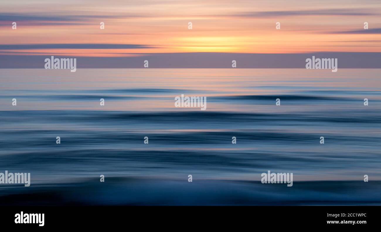 Allemagne, vue sur coucher de soleil sur la mer du Nord à l'île de Sylt Banque D'Images