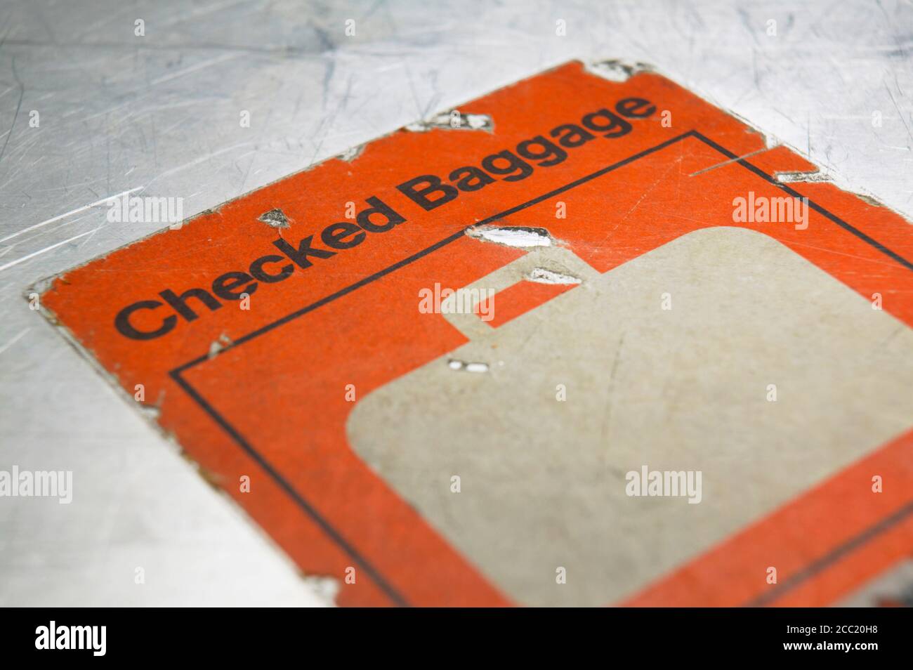 L'étiquette adhésive sur suitcase, close-up Banque D'Images