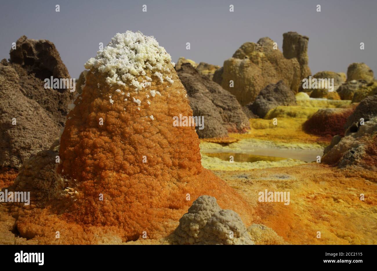 L'Éthiopie, Désert de Danakil, lac Assal, Hornitos Banque D'Images