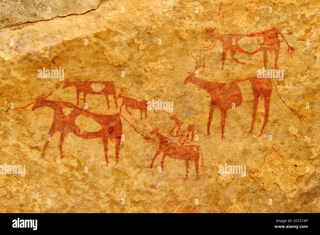 L'Algérie, l'art rupestre néolithique à Tin Meskis Banque D'Images