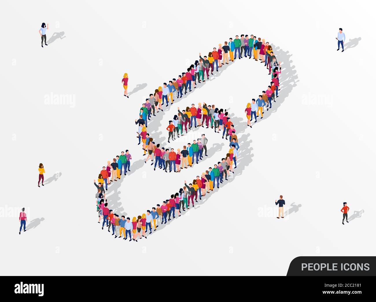 Grand groupe de personnes sous la forme d'un maillon de chaîne. Illustration vectorielle Illustration de Vecteur