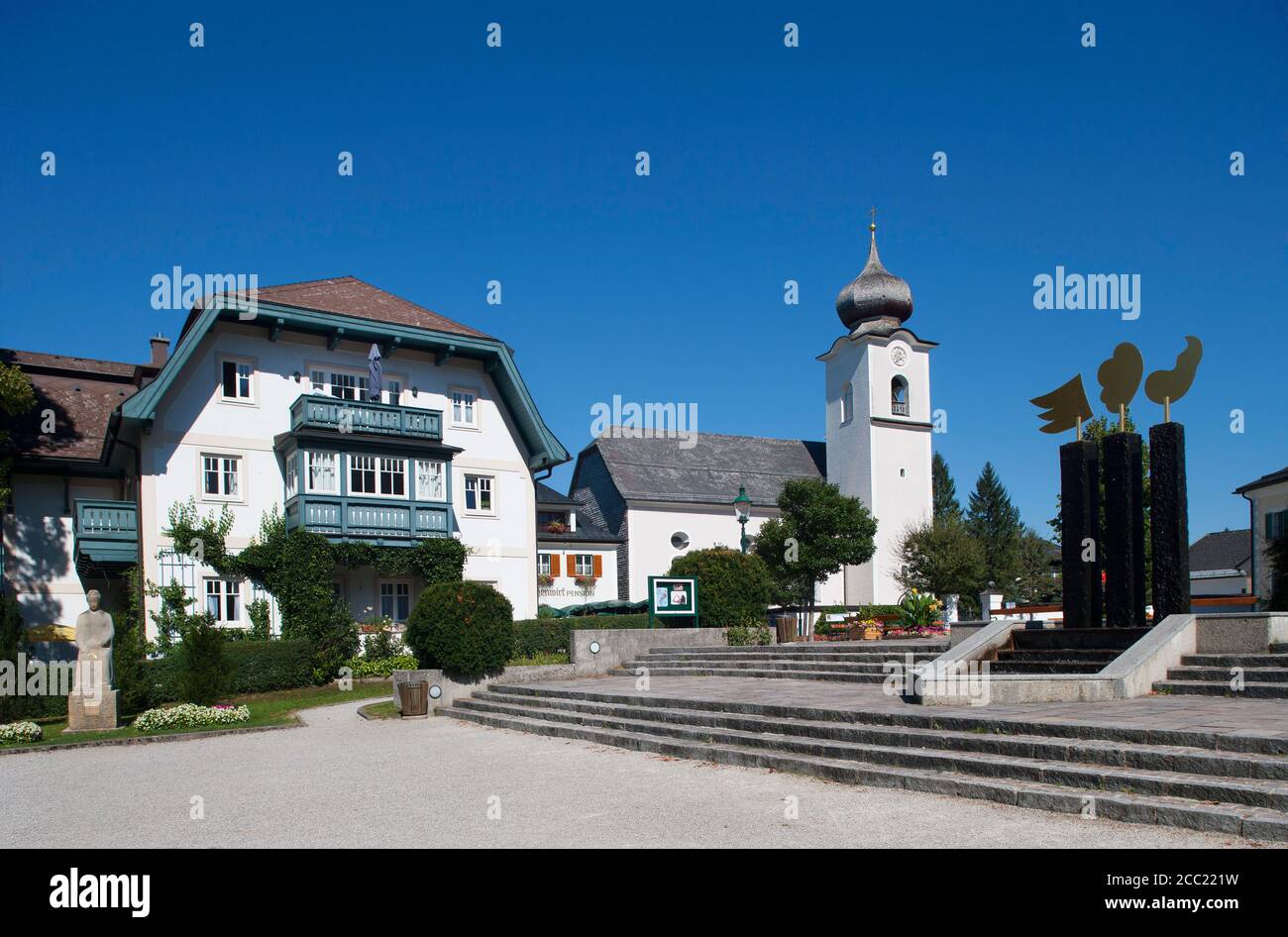 L'Autriche, vue de l'église à Strobl am Wolfgangsee Banque D'Images