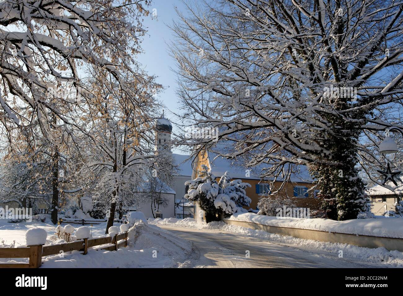 Allemagne, vue d'architecture St Kilian en hiver Banque D'Images