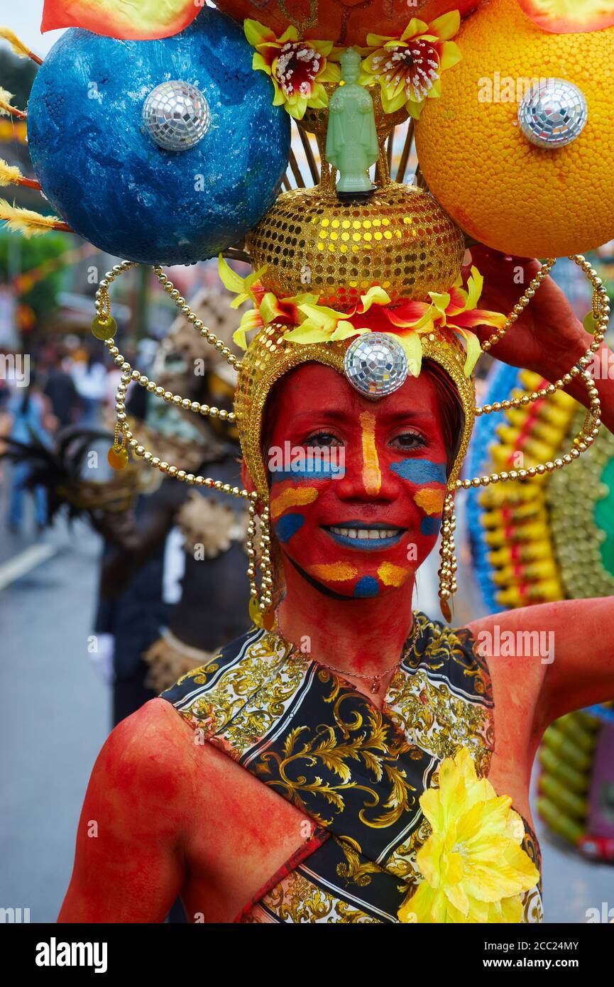 Philippines, île de Panay, ville de Kalibo, festival ATI Atihan Banque D'Images