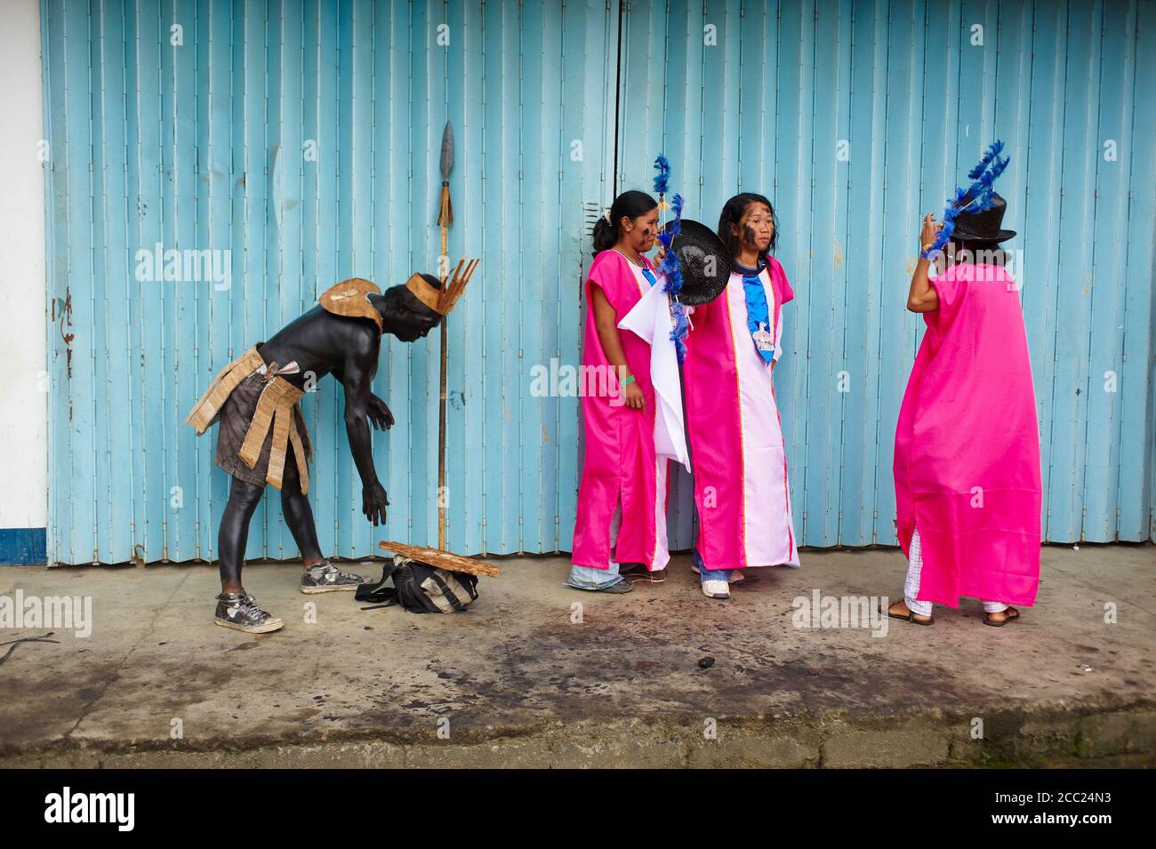 Philippines, île de Panay, ville de Kalibo, festival ATI Atihan Banque D'Images