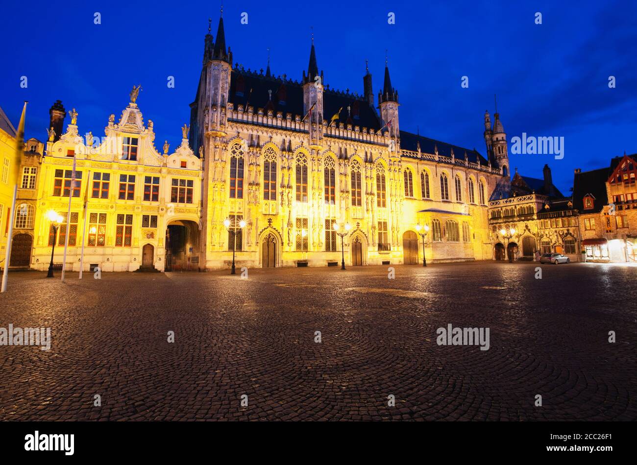 Belgique, Bruges, vue de l'hôtel de ville à place Burg Banque D'Images