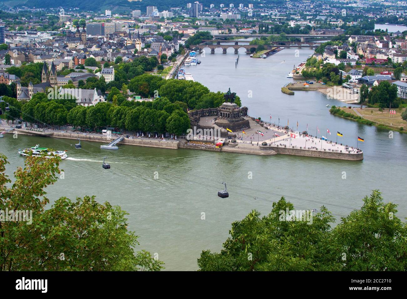 Allemagne, Rheinland-pfalz, Koblenz, Vue du coin allemand Banque D'Images