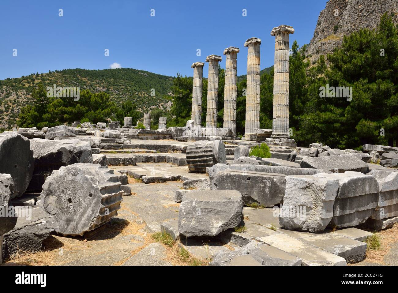 Turquie, vue du temple d'Athéna au site archéologique Banque D'Images