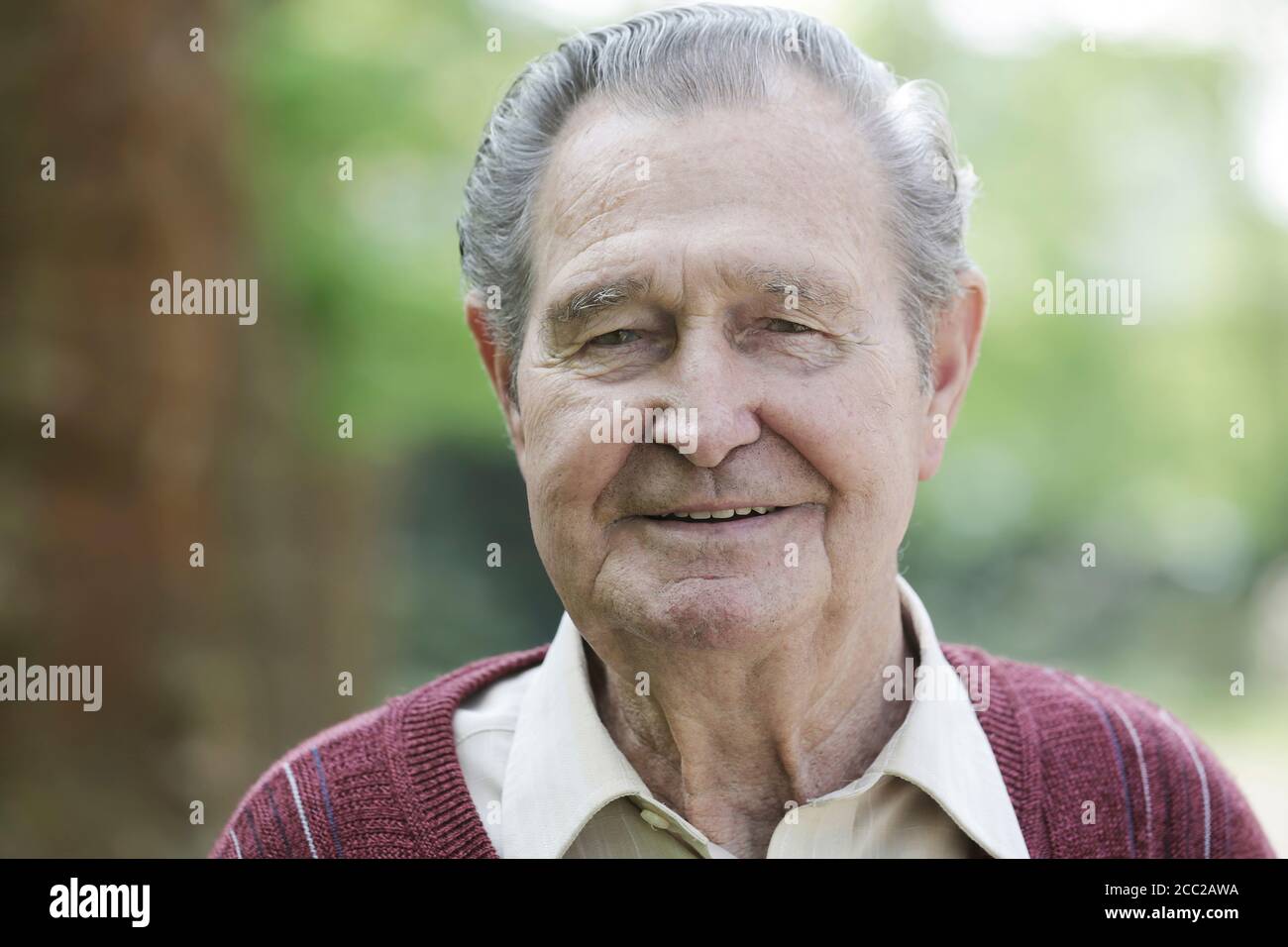 Allemagne, Cologne, Portrait of senior man in park, Close up Banque D'Images