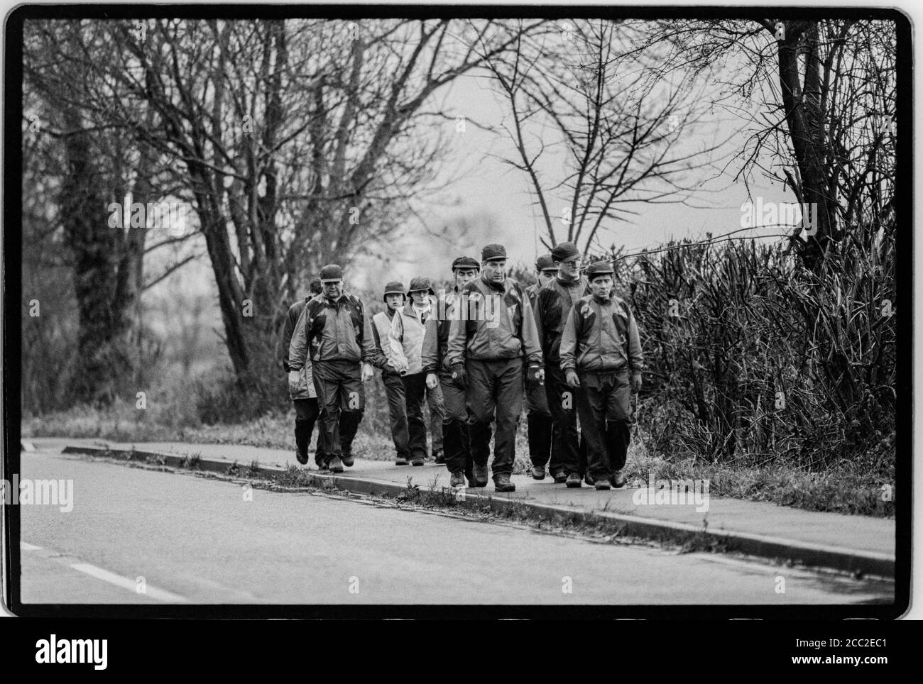 Droit au travail mars décembre 1992 depuis le nord de De l'Angleterre à Londres en suivant la route de la Croisade de Jurow dans la campagne de 1936 contre le chômage de masse dans le nord est de l'Angleterre Banque D'Images