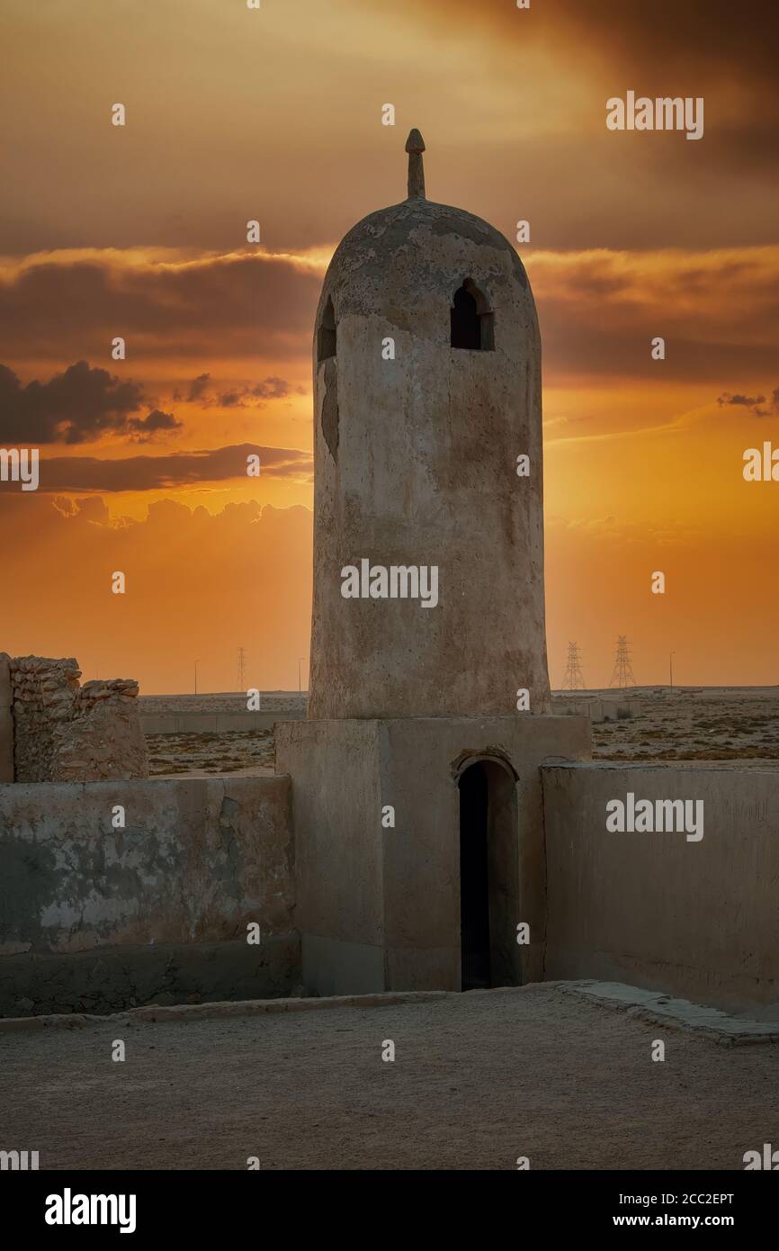 Ruiné ancien arabe perlière et ville de pêche Al Jumeail, ancien village de pêcheurs du XIXe siècle Banque D'Images