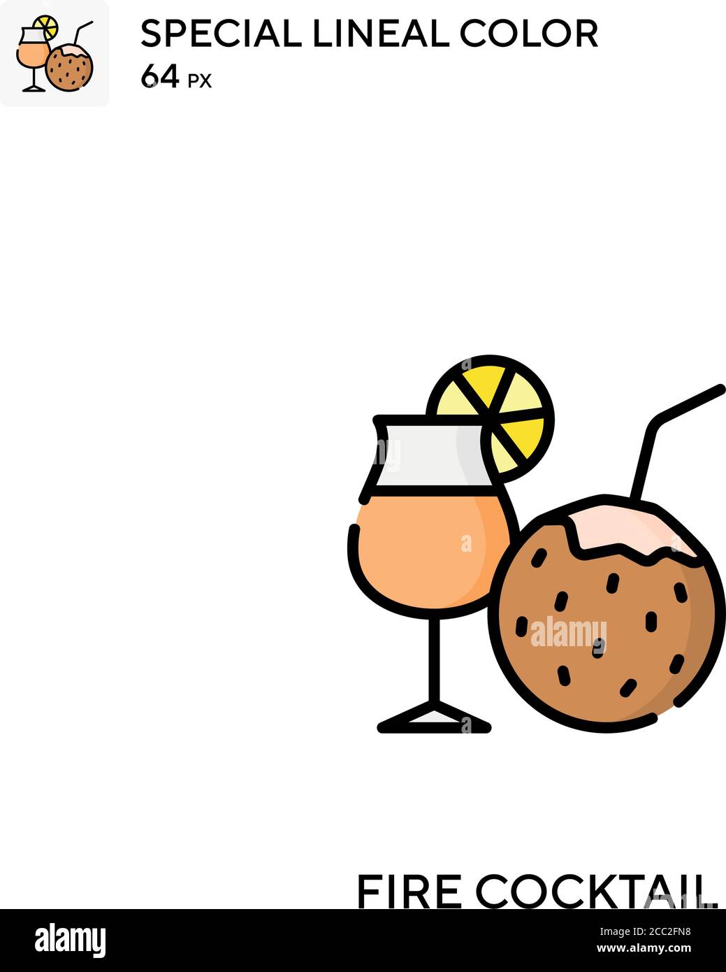 Cocktail de feu icône spéciale de vecteur de couleur de lineal. Icônes de cocktail de feu pour votre projet d'entreprise Illustration de Vecteur