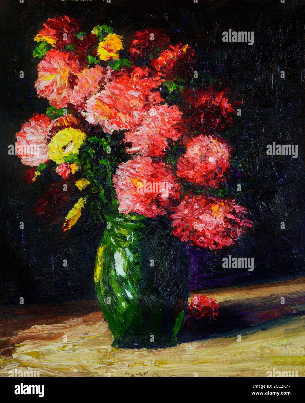 Peinture à l'huile un bouquet de fleurs . Vase impressionniste style ...