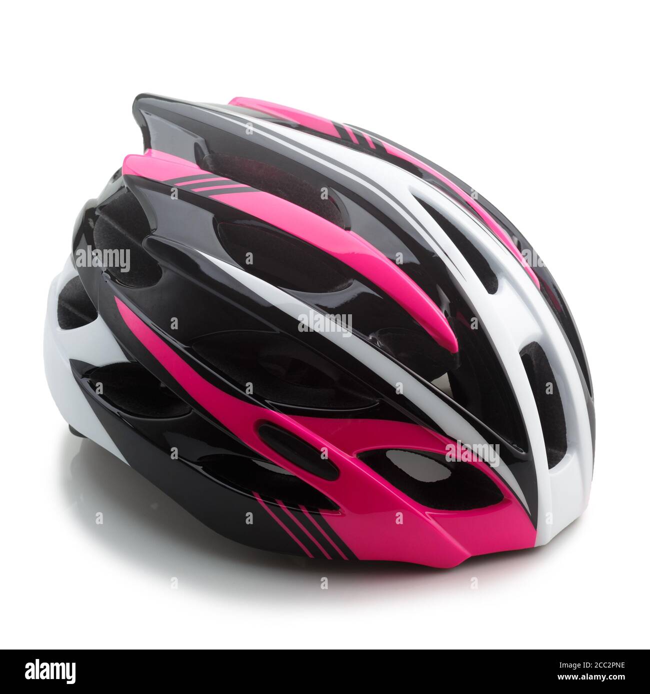 Vue latérale du casque de vélo isolé sur fond blanc Banque D'Images