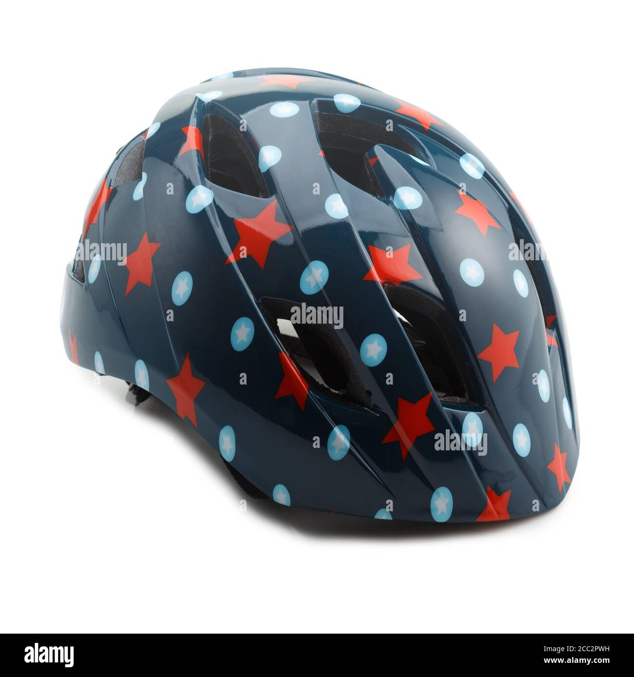 Vue latérale du casque de vélo pour enfants isolé sur fond blanc Banque D'Images