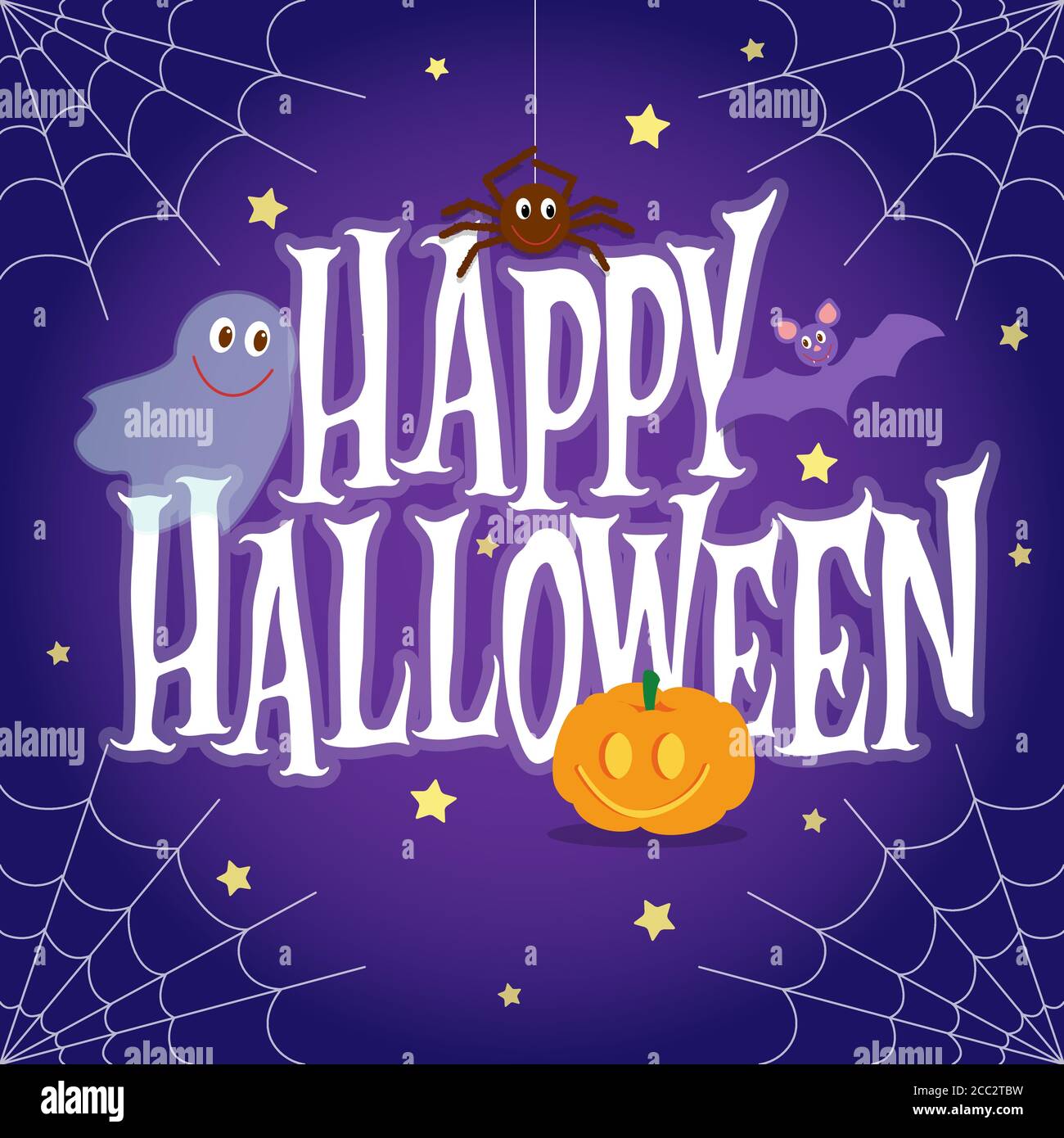 Carte de lettrage Happy Halloween. Illustration vectorielle mignonne Illustration de Vecteur