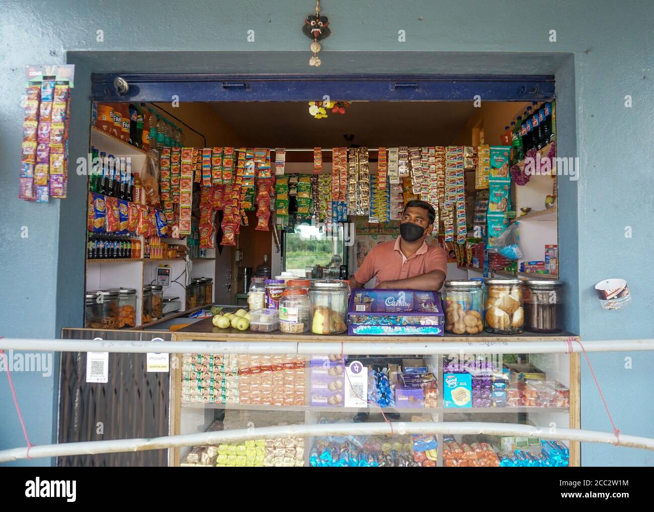 16 août 2020 Kanakapura,Karnataka/Inde : magasin local après covid-19 frappé l'Inde Banque D'Images