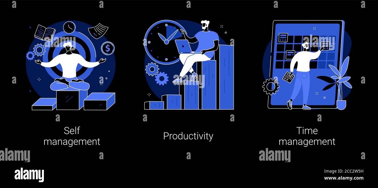 Illustrations vectorielles de concept abstraites de performances des employés et d'auto-organisation. Illustration de Vecteur