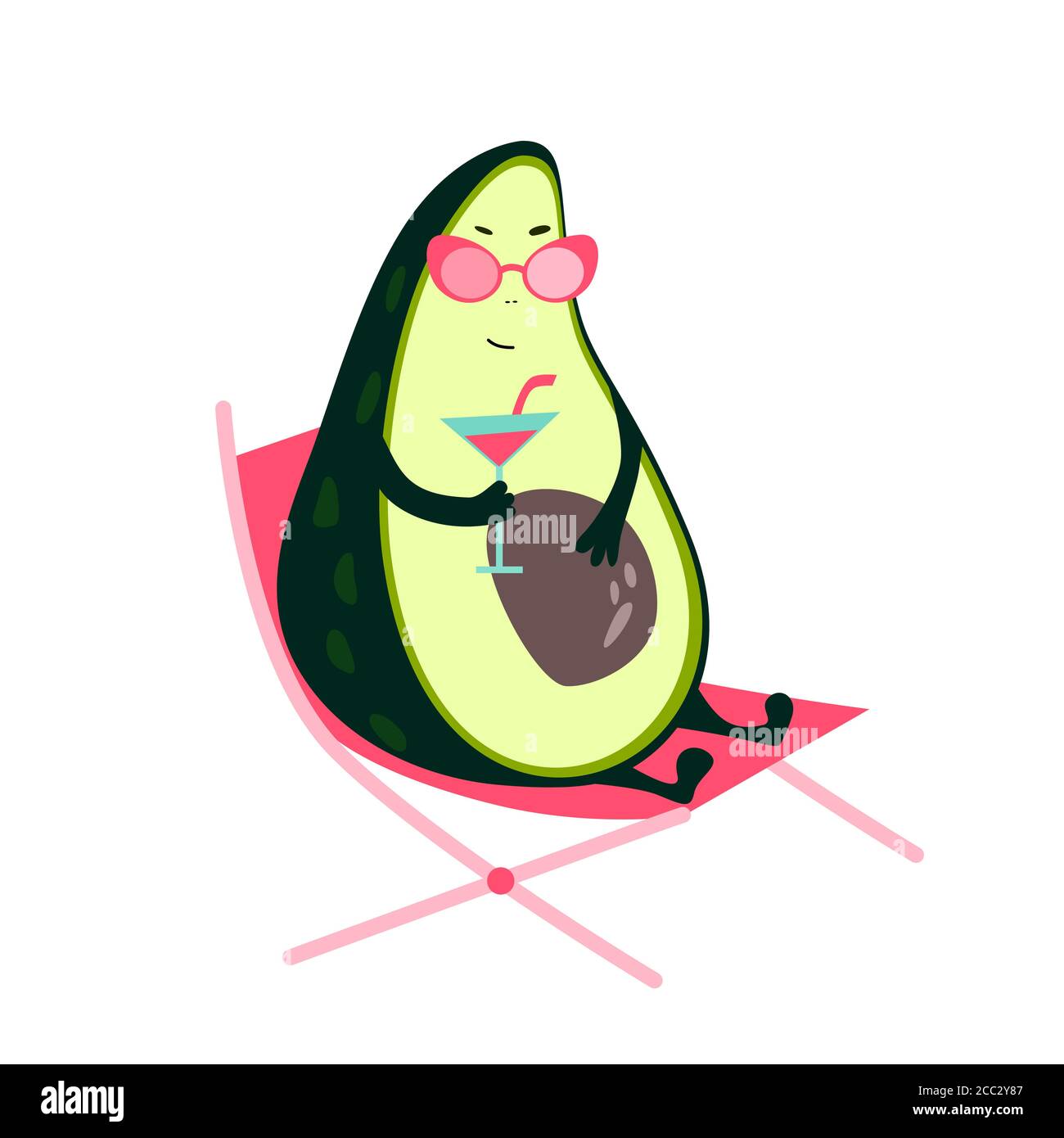 Drôle de caractère avocat. Carte de vœux avec avocat sucré. Illustration de Vecteur
