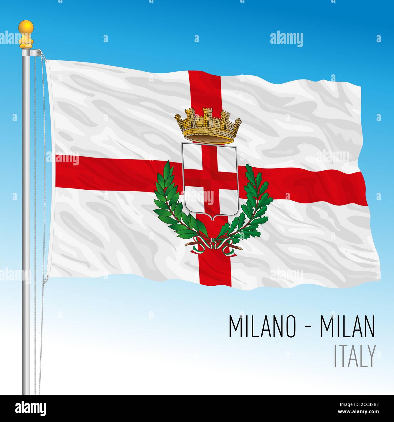 Drapeau officiel de la ville de Milan, Lombardie, Italie, illustration vectorielle Illustration de Vecteur
