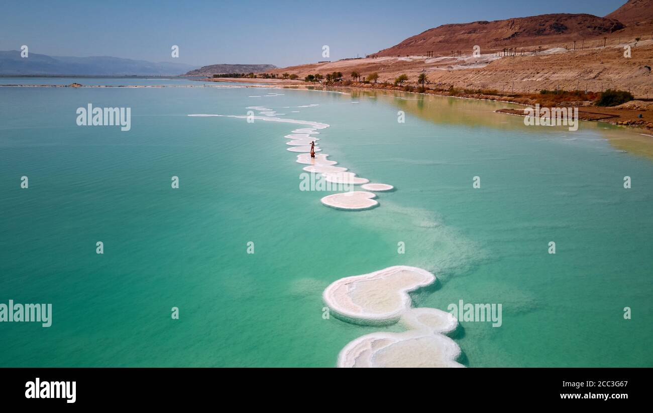 Vue aérienne de la mer morte d'Israël Banque D'Images