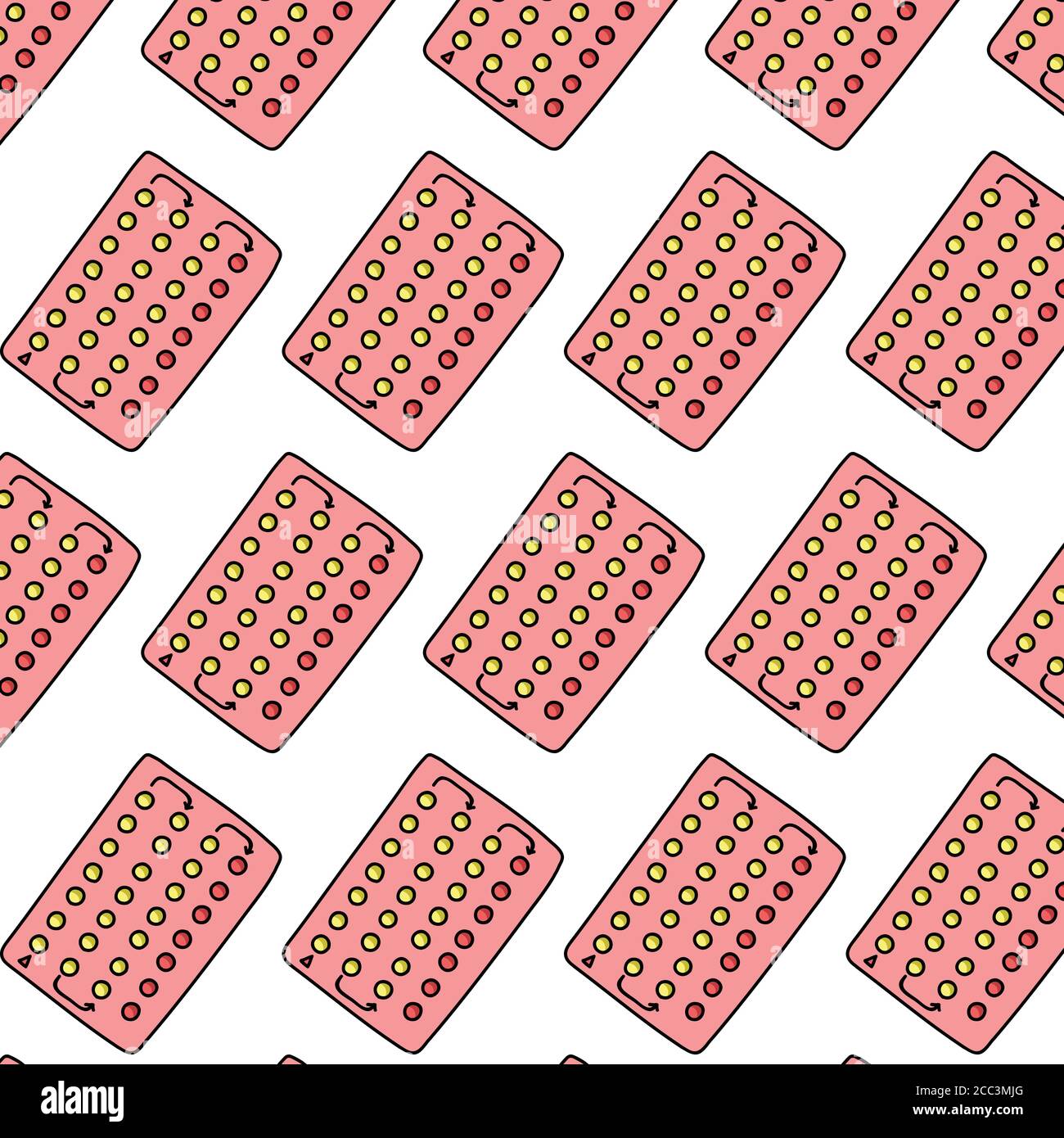 pilules contraceptives motif de caniche sans couture, illustration de couleur vectorielle Illustration de Vecteur