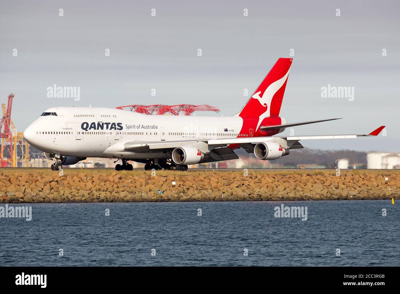 Boeing 747-400 de Qantas à l'aéroport de Sydney Banque D'Images